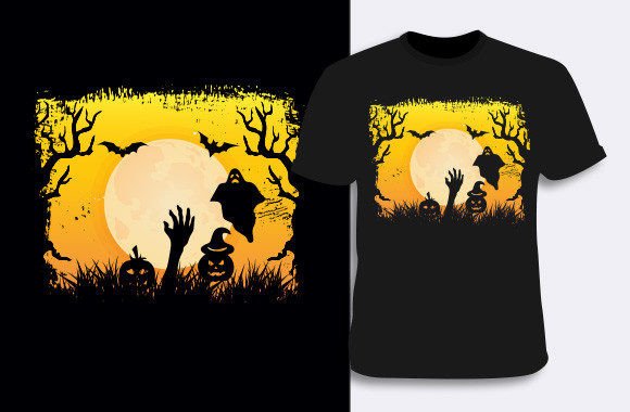 Halloween T-shirt Design 8: A Bold and Practical Choice for Embroidery Projects