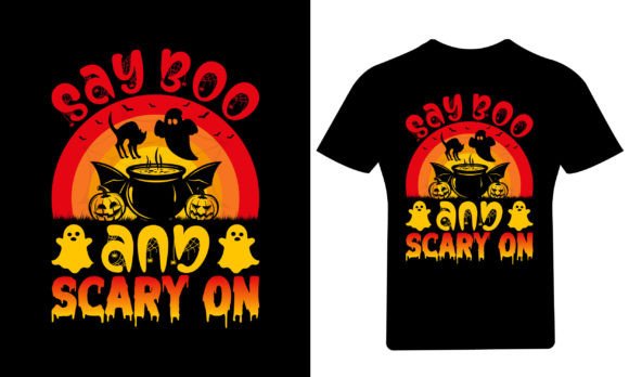 Say Boo and Halloween T-Shirt Design